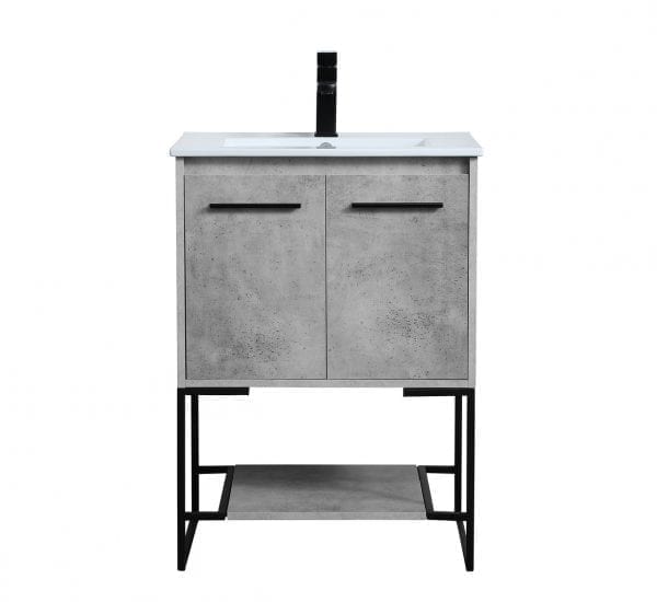 24 in. Single Bathroom Vanity in Concrete Grey