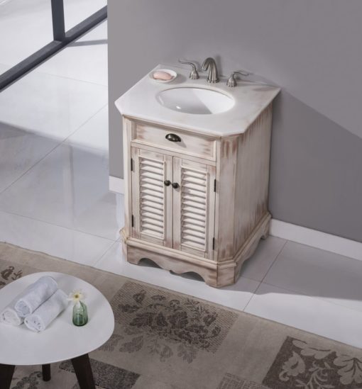 26 in. Single Bathroom Vanity set in White Wash