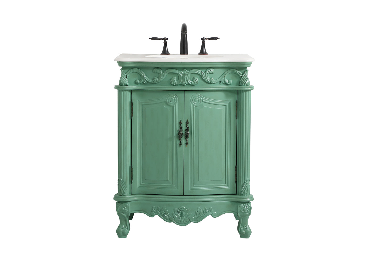 27 inch single bathroom vanity in vintage mint