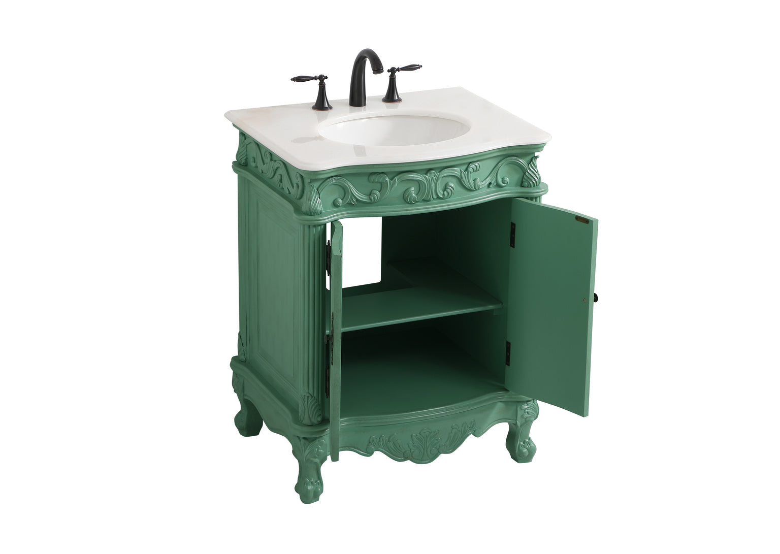 27 inch single bathroom vanity in vintage mint