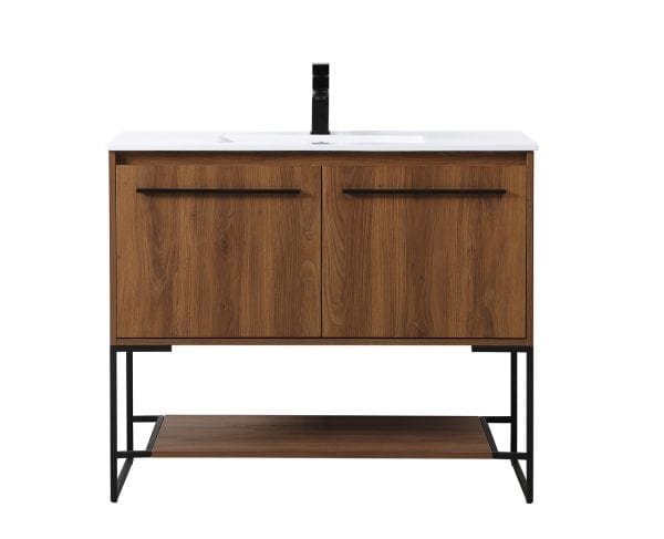 40 in. Single Bathroom Vanity in Walnut Brown