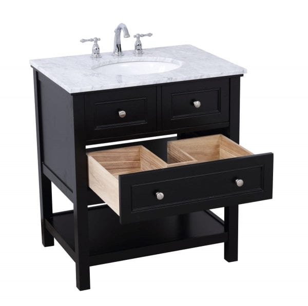 30 in. single bathroom vanity set in Black